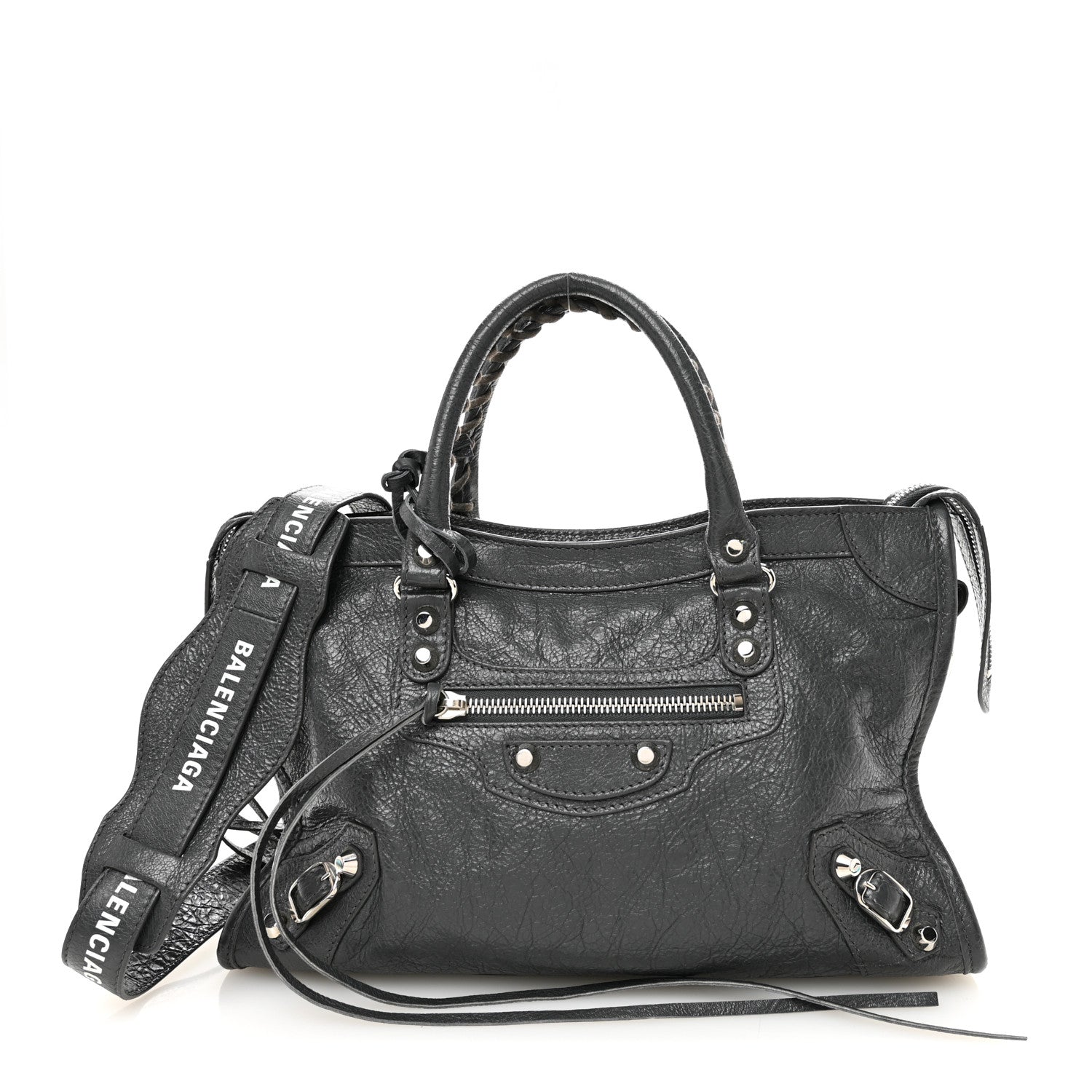 Balenciaga Agneau Classic Silver Hardware S City Logo Strap Gris Fossile White 1 of 11