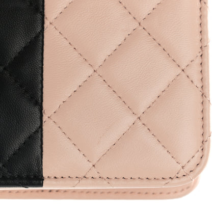 Chanel Lambskin Quilted Wallet On Chain WOC Beige Black 12 of 13