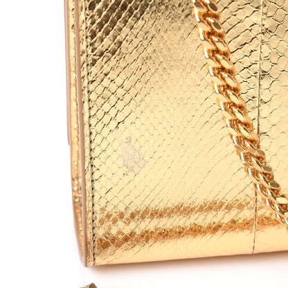 Saint Laurent Metallic Snakeskin Medium Classic Monogram Kate Tassel Satchel Oro 9 of 9