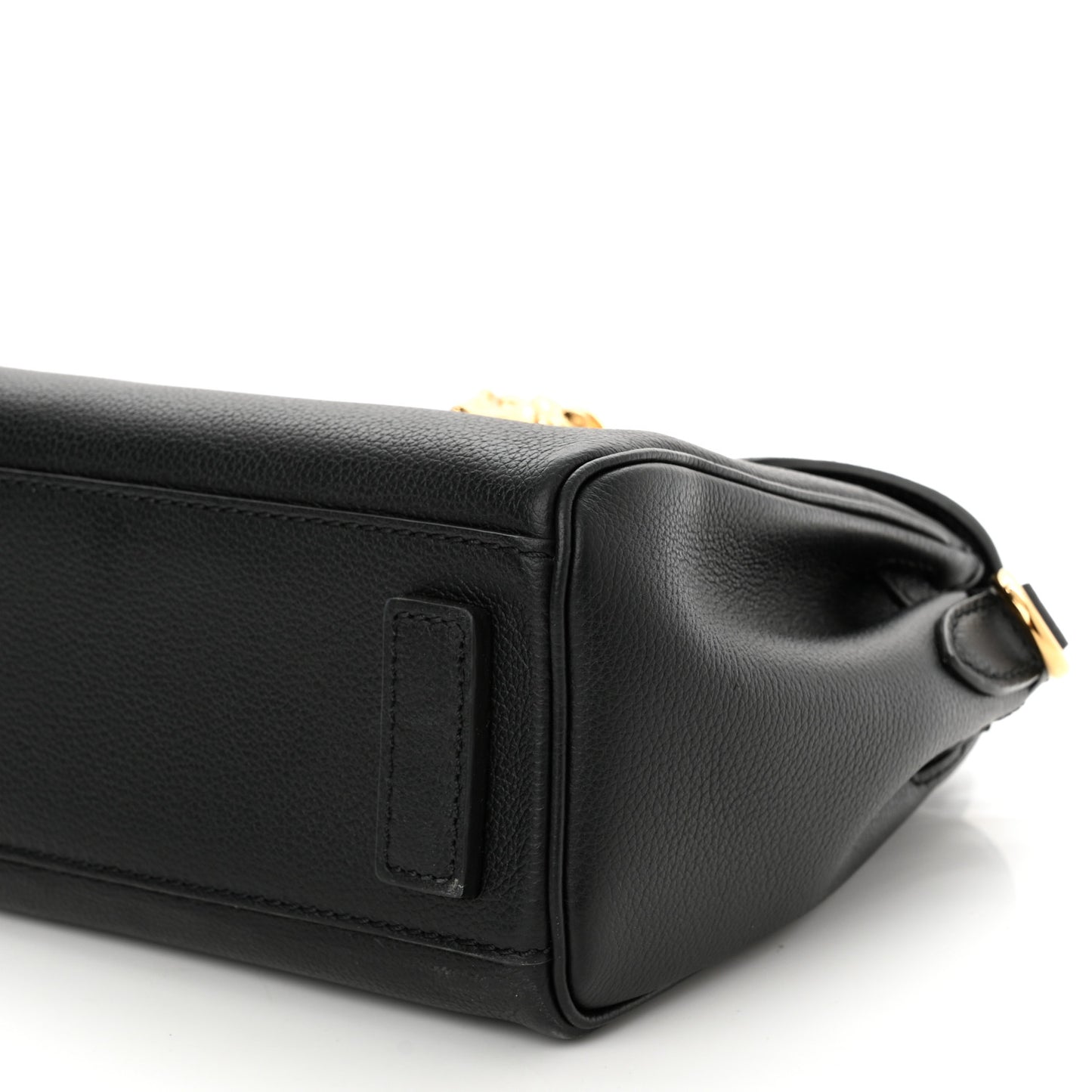 Grained Calfskin Small La Medusa Top Handle Bag Black