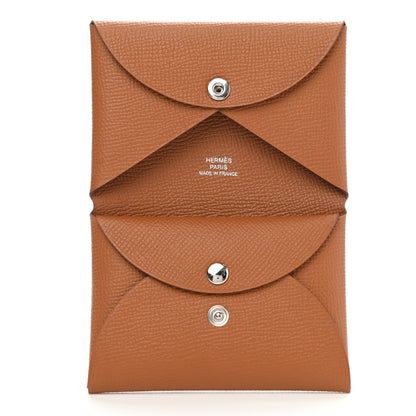 Hermes Epsom Calvi Duo Card Case Gold 5 of 7