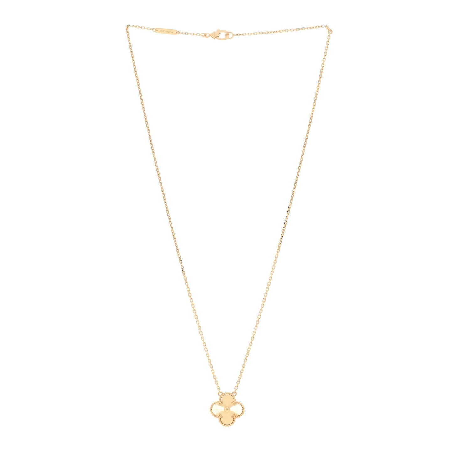 18K Yellow Gold Guilloché Vintage Alhambra Pendant Necklace