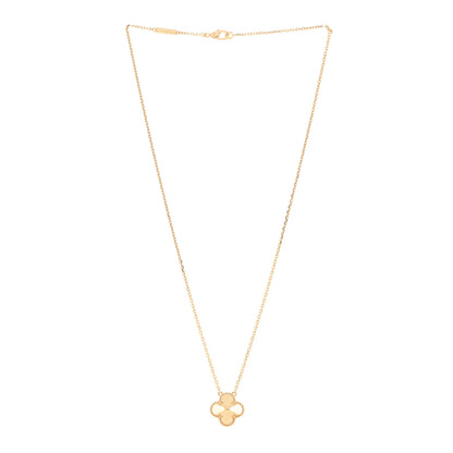 Van Cleef & Arpels 18K Yellow Gold Guilloché Vintage Alhambra Pendant Necklace 3 of 6