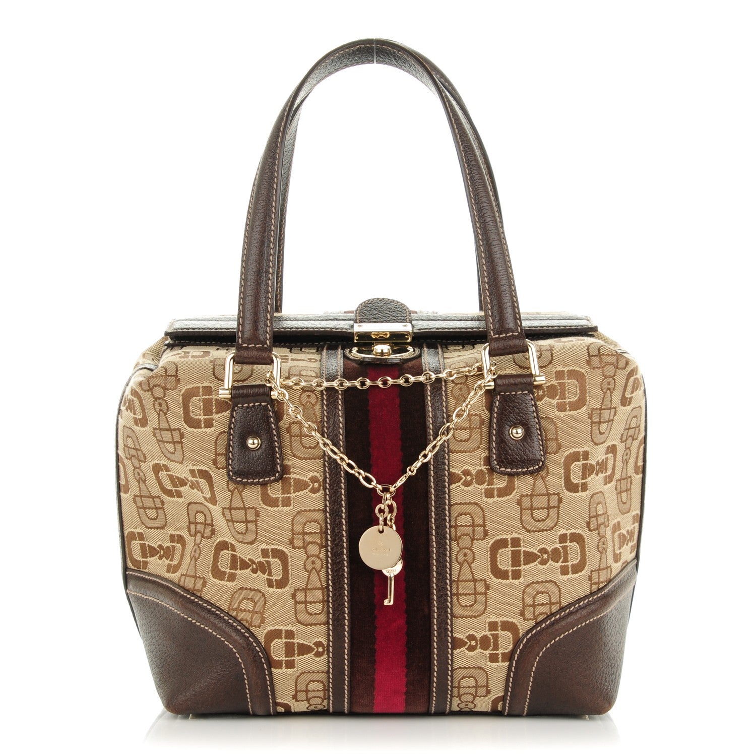 Gucci Horsebit Canvas Treasure Boston Tote Dark Brown 1 of 6