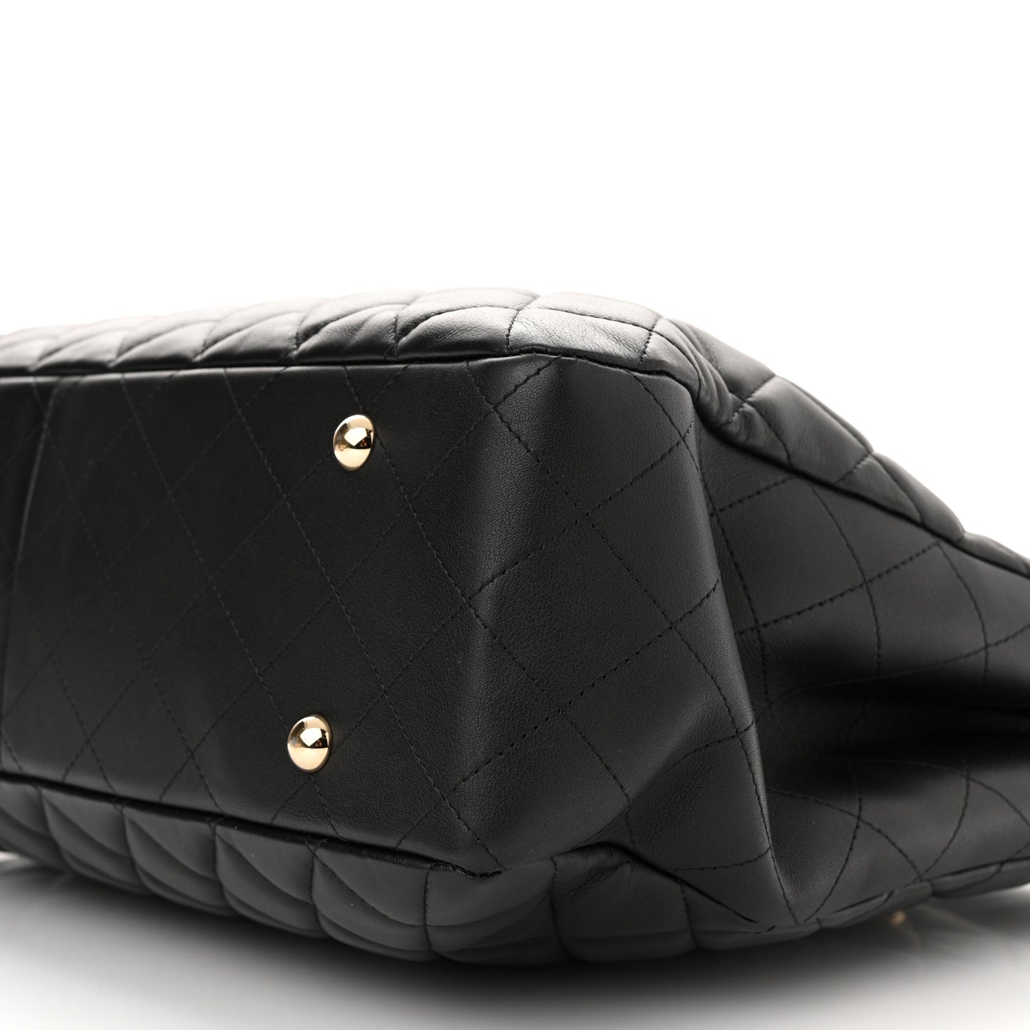 Calfskin Quilted Large Classic Shopping Tote Black