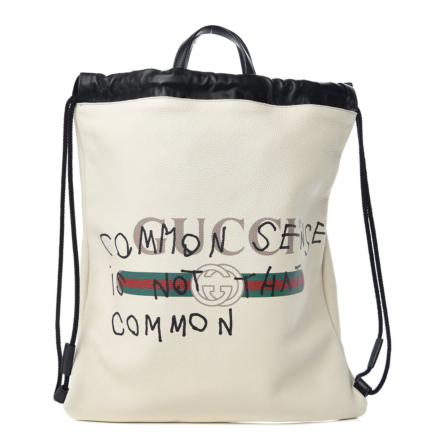 Calfskin Coco Capitan Logo Drawstring Backpack Mystic White
