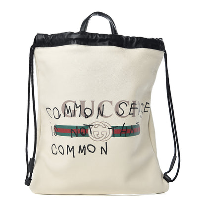 Gucci Calfskin Coco Capitan Logo Drawstring Backpack Mystic White 1 of 10