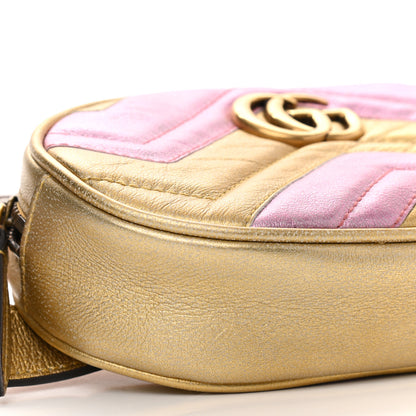 Gucci Metallic Nappa Matelasse Heart GG Marmont Belt Bag 95 38 Oro Vecchio Rosa 5 of 11