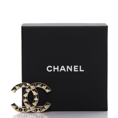 Chanel Studded CC Pin Brooch Gold 6 of 6