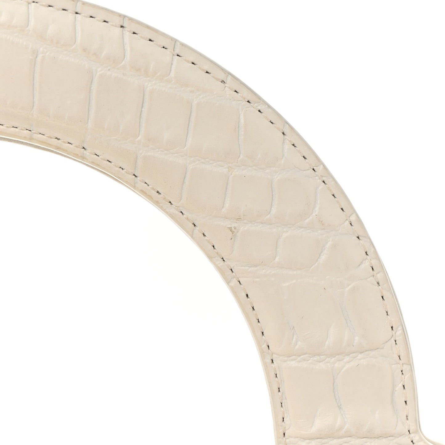 Calfskin Crocodile Embossed Doll Top Handle Bag White
