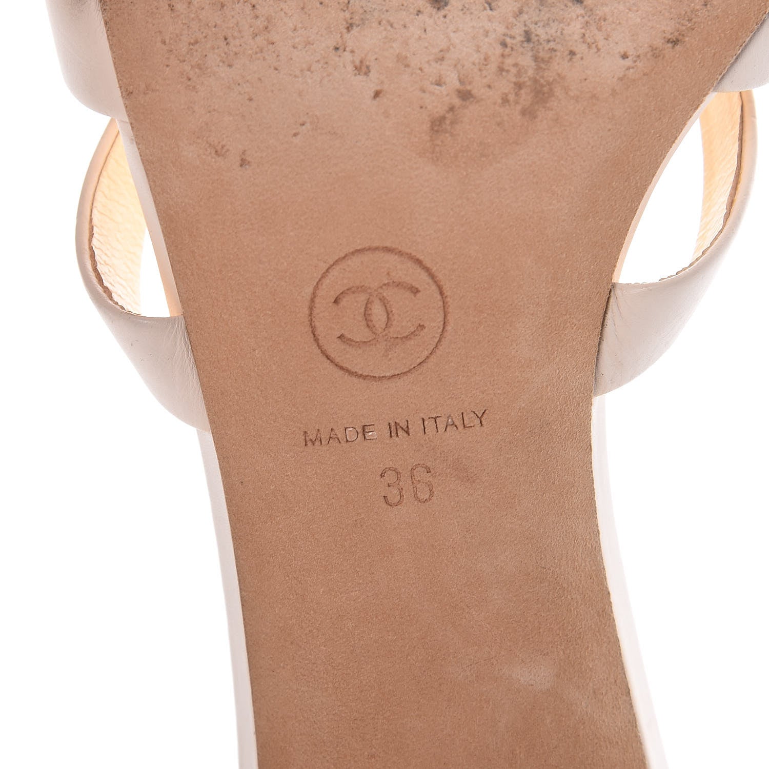 Chanel Calfskin Pearl CC Mule Sandals 36 White 9 of 18