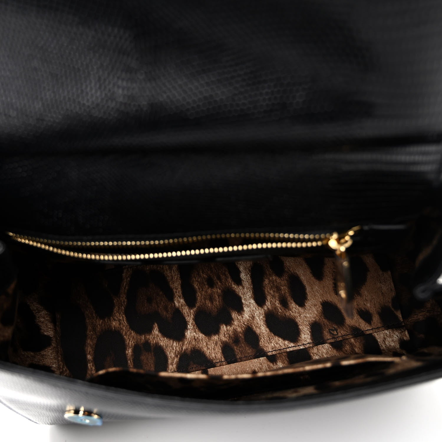 Dolce & Gabbana Iguana Calfskin Embossed Medium Miss Sicily Satchel Black 5 of 9