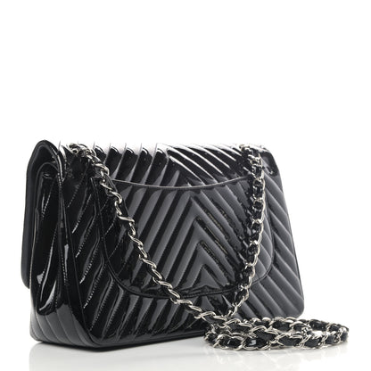 Chanel Patent Chevron Quilted Jumbo Double Flap Black 2 of 4