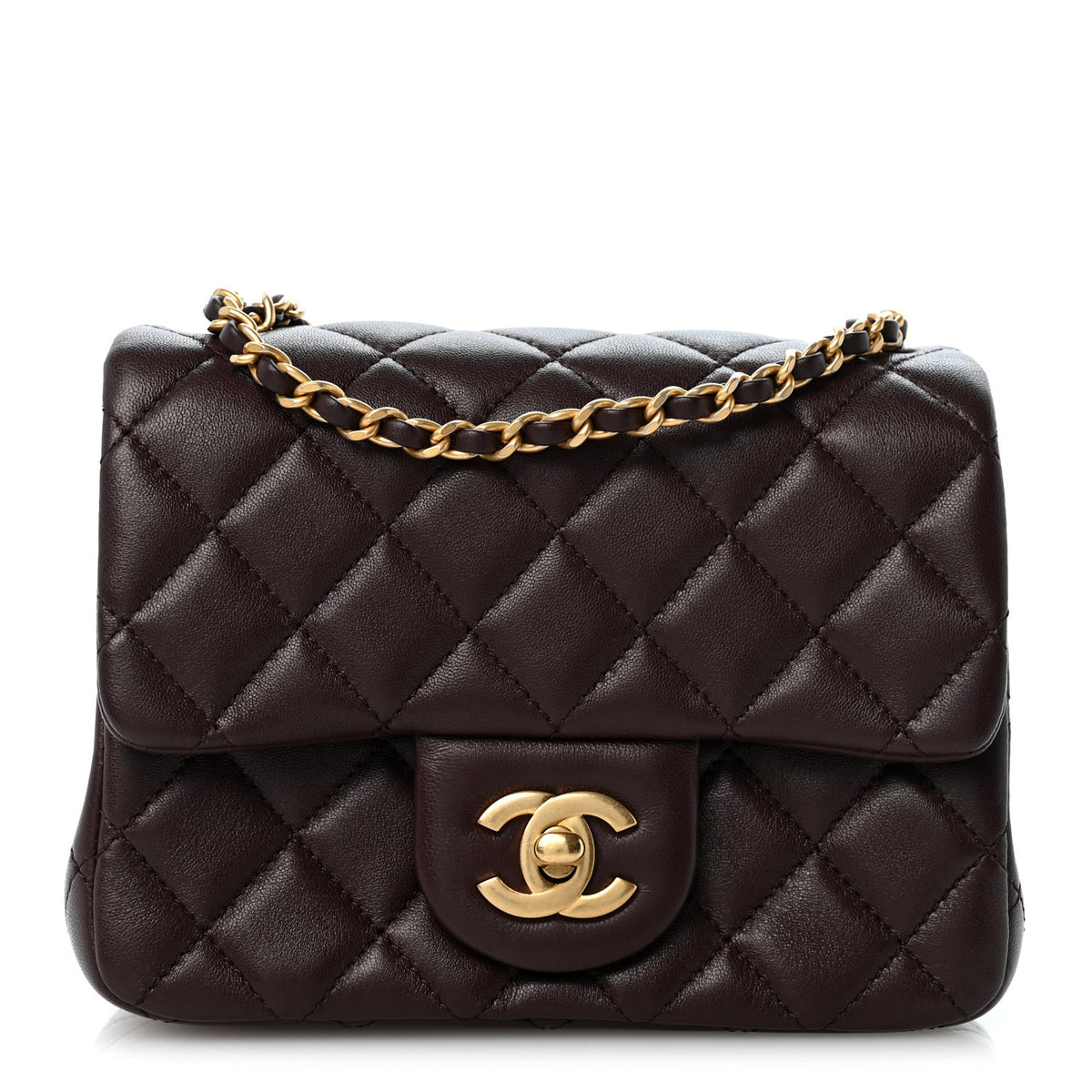 Chanel Lambskin Quilted CC Pearl Crush Mini Flap Dark Brown 1 of 12