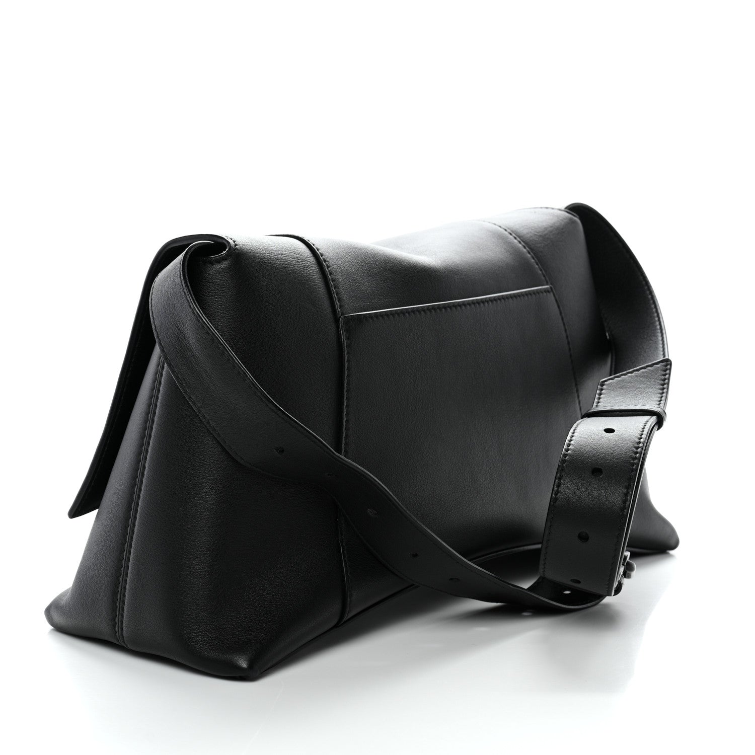 Balenciaga Grained Calfskin Monochrome M Downtown Shoulder Bag Black 2 of 12