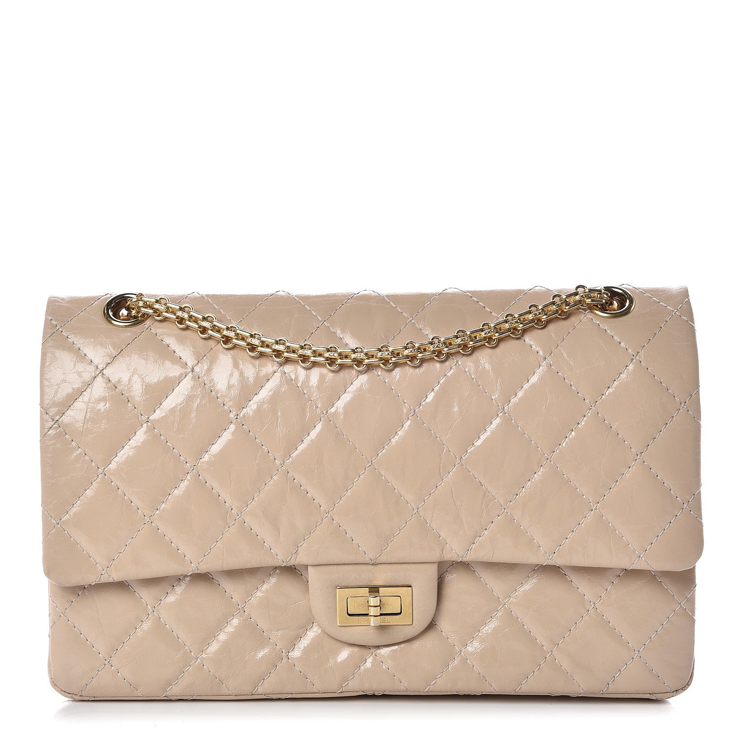 Chanel Distressed Patent Quilted 2.55 Reissue 226 Flap Beige 1 of 13