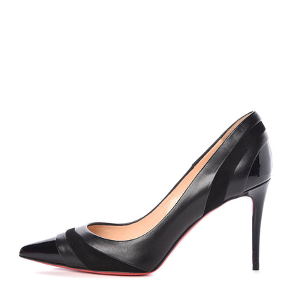 Christian Louboutin Nappa Patent Veau Velours Eklectica 85 Pumps 35 Black 1 of 8
