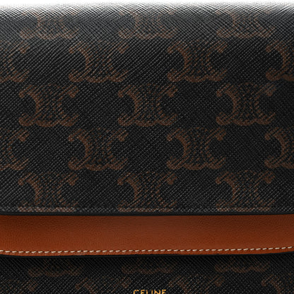 Celine Triomphe Canvas Lambskin Wallet On Strap Tan 9 of 12