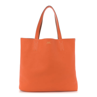 Hermes Taurillon Clemence Double Sens 45 Reversible Tote Orange Gold 3 of 16