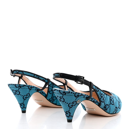 Gucci Monogram Multicolor Matelasse Nappa Double G 55mm Slingback Pumps 36.5 Light Blue 4 of 12