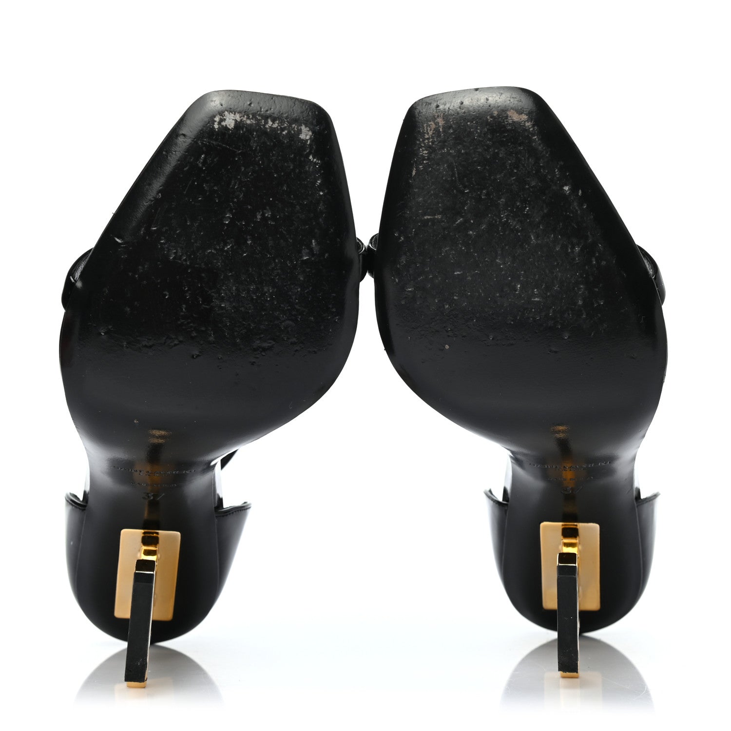 Saint Laurent Patent Calfskin Opyum 110 Sandals 37 Black Gold 5 of 7