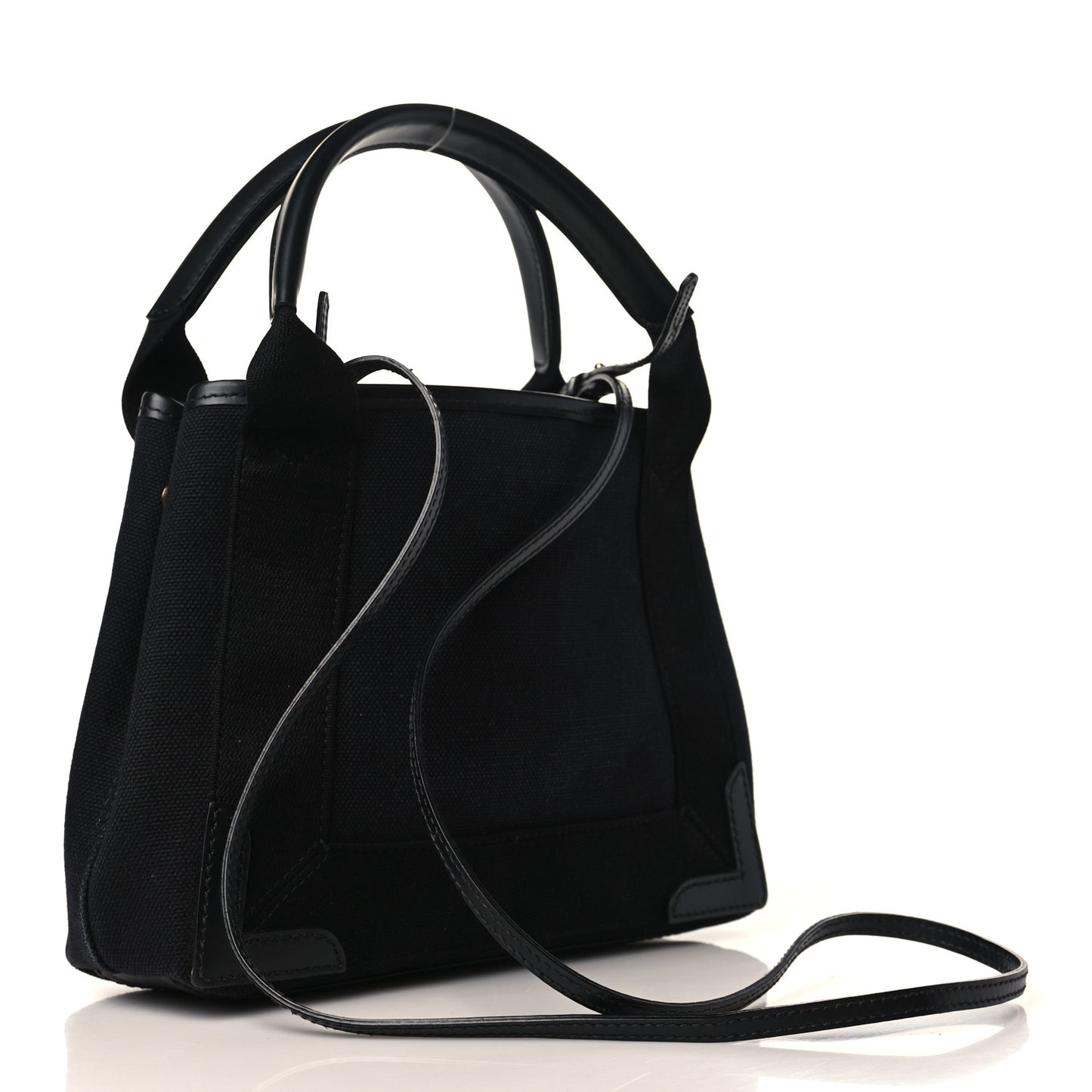 Cotton Canvas Calfskin Navy Cabas XS Black