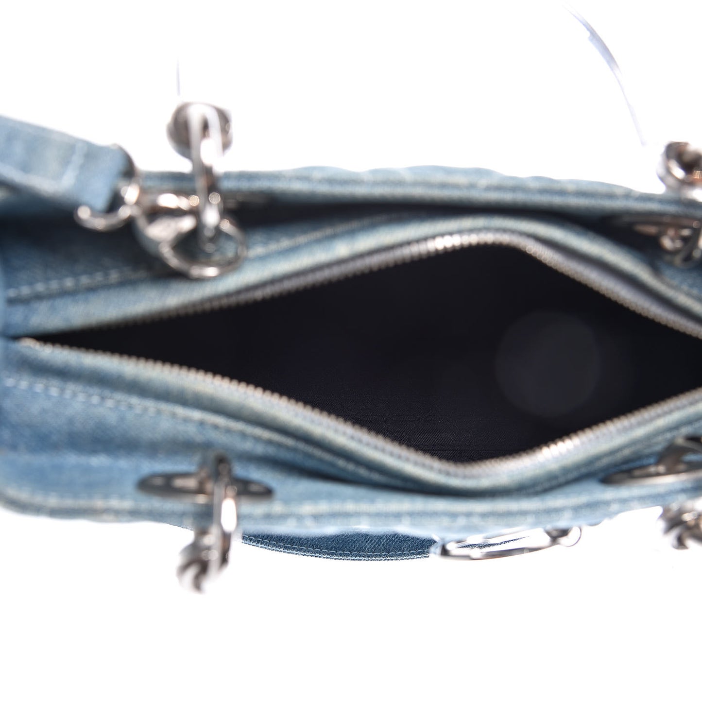Denim Cannage Medium Lady Dior Light Blue