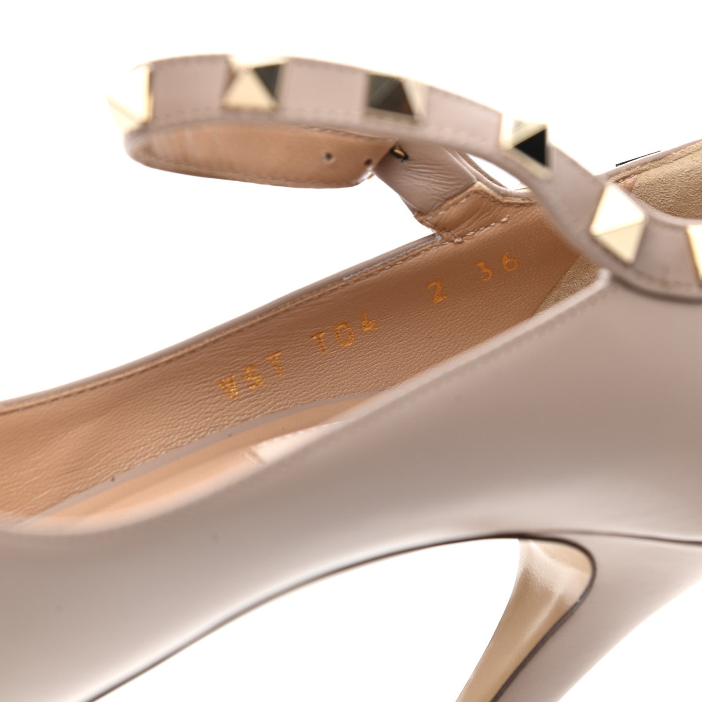 Calfskin Rockstud Front Strap Pumps 36 Poudre