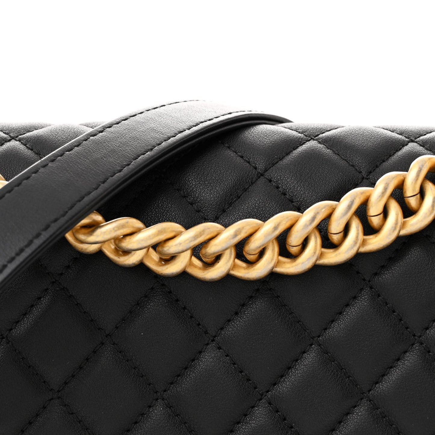 Lambskin Quilted Medium Boy Flap Black