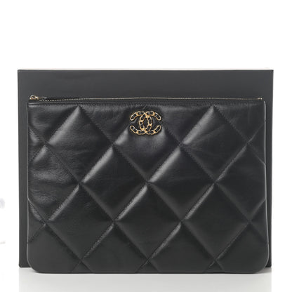 Chanel Goatskin Quilted Large Chanel 19 Cosmetic Case Black 8 of 8