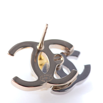 Chanel Crystal Double CC Earrings Gold Silver 4 of 4