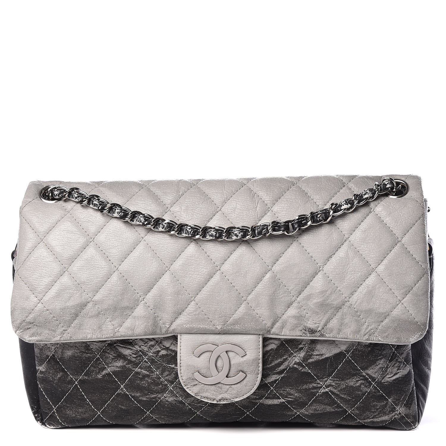 Chanel Vinyl Quilted Jumbo Melrose Degrade Flap Black 1 of 15