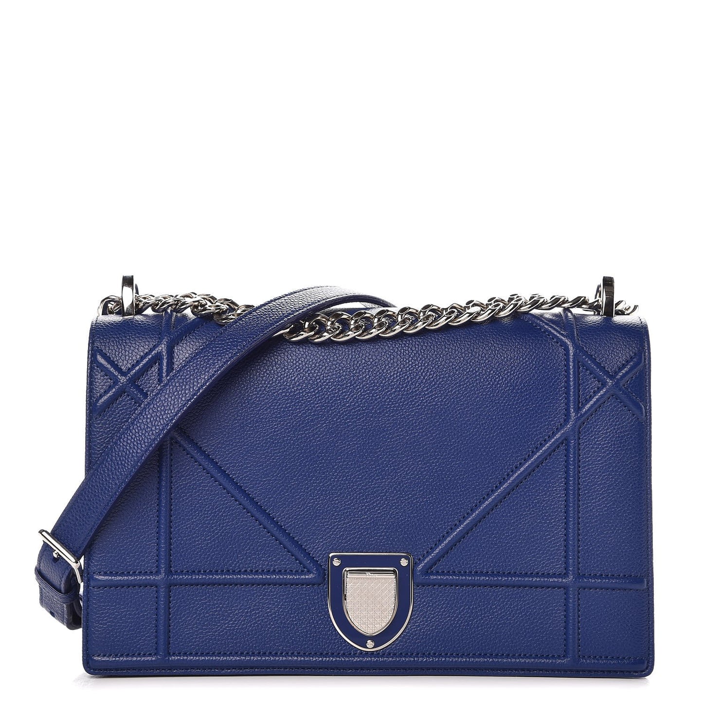 Grained Calfskin Medium Diorama Flap Bag Bleu De Minuit
