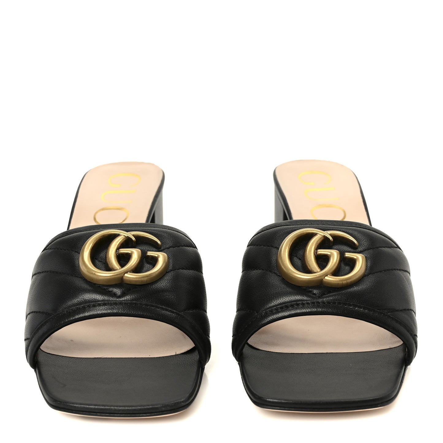 Nappa Matelasse GG Marmont 55mm Slide Sandals 37 Black