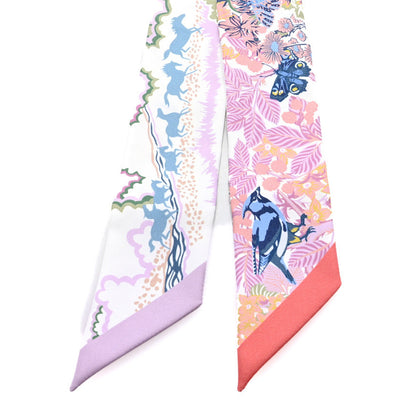 Hermes Silk Rewilding Nature Twilly White Mauve Vert 2 of 3