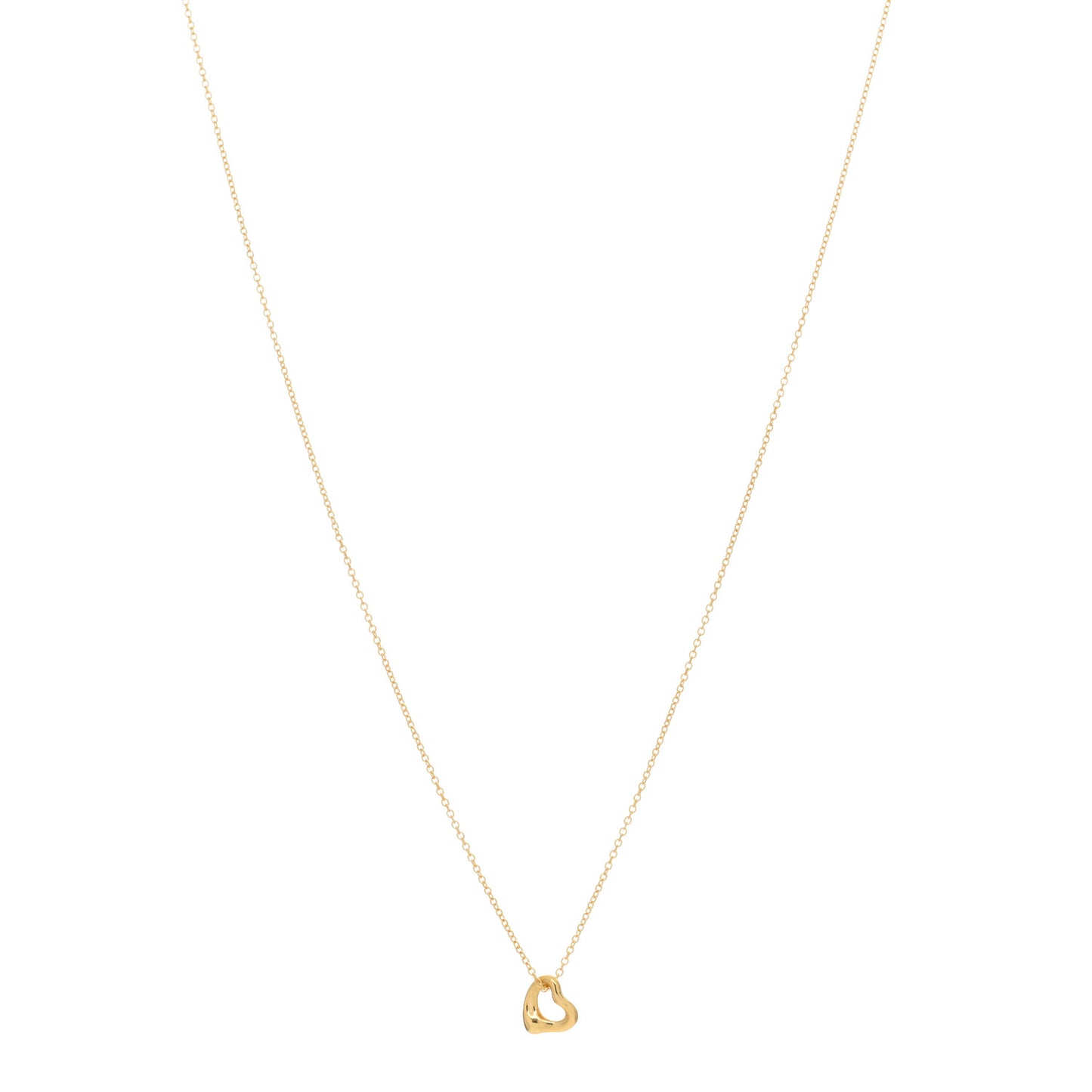 18K Yellow Gold 7mm Elsa Peretti Open Heart Pendant Necklace