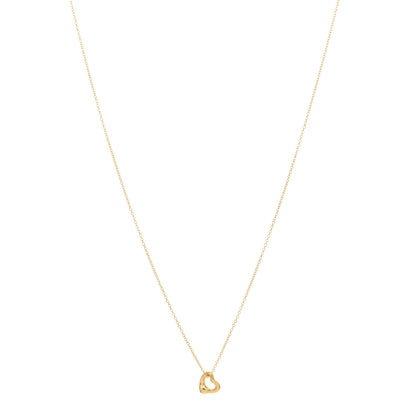 Tiffany 18K Yellow Gold 7mm Elsa Peretti Open Heart Pendant Necklace 1 of 3