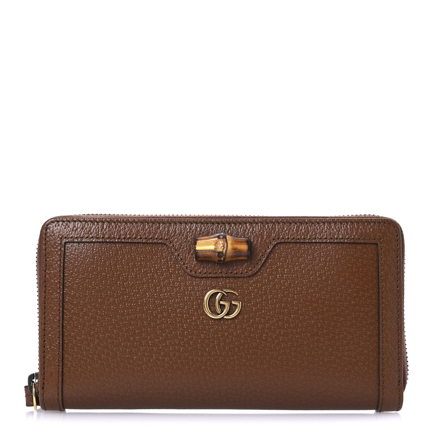 Gucci Wonka Grain Calfskin Diana Zip Around Continental Wallet Cuir 1 of 8