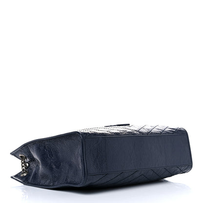 Saint Laurent Crinkled Calfskin Matelasse Monogram Niki Shoulder Bag Deep Marine 4 of 14