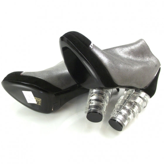 Leather Platform Booties 38 Black/Silver