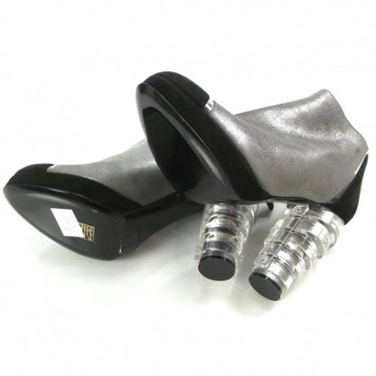 Chanel Leather Platform Booties 38 Black/Silver 7 of 7