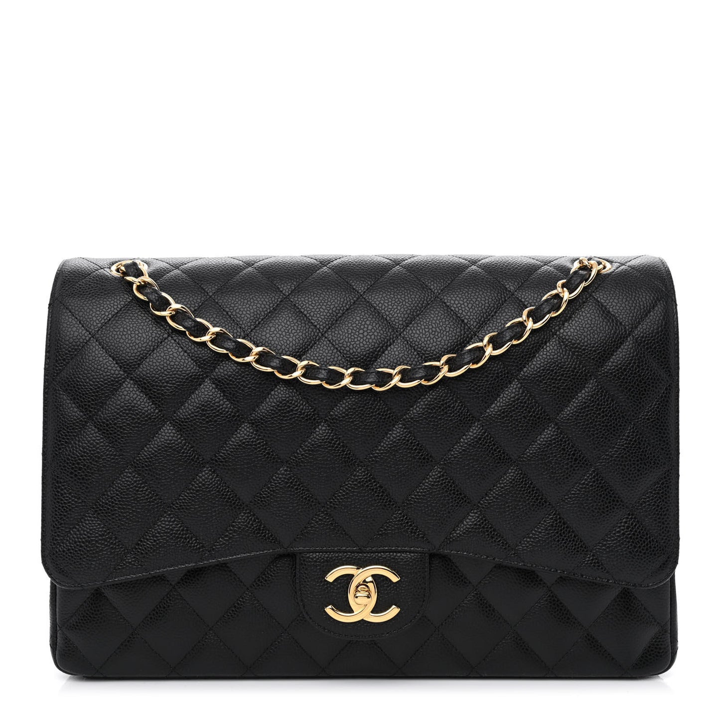 Caviar Quilted Maxi Double Flap Black