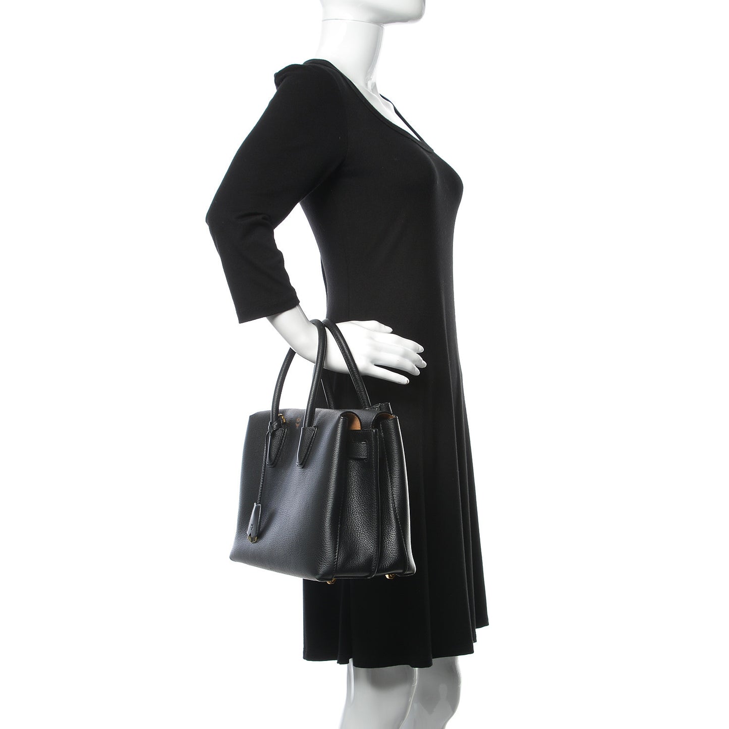 Grained Calfskin Medium Milla Tote Black