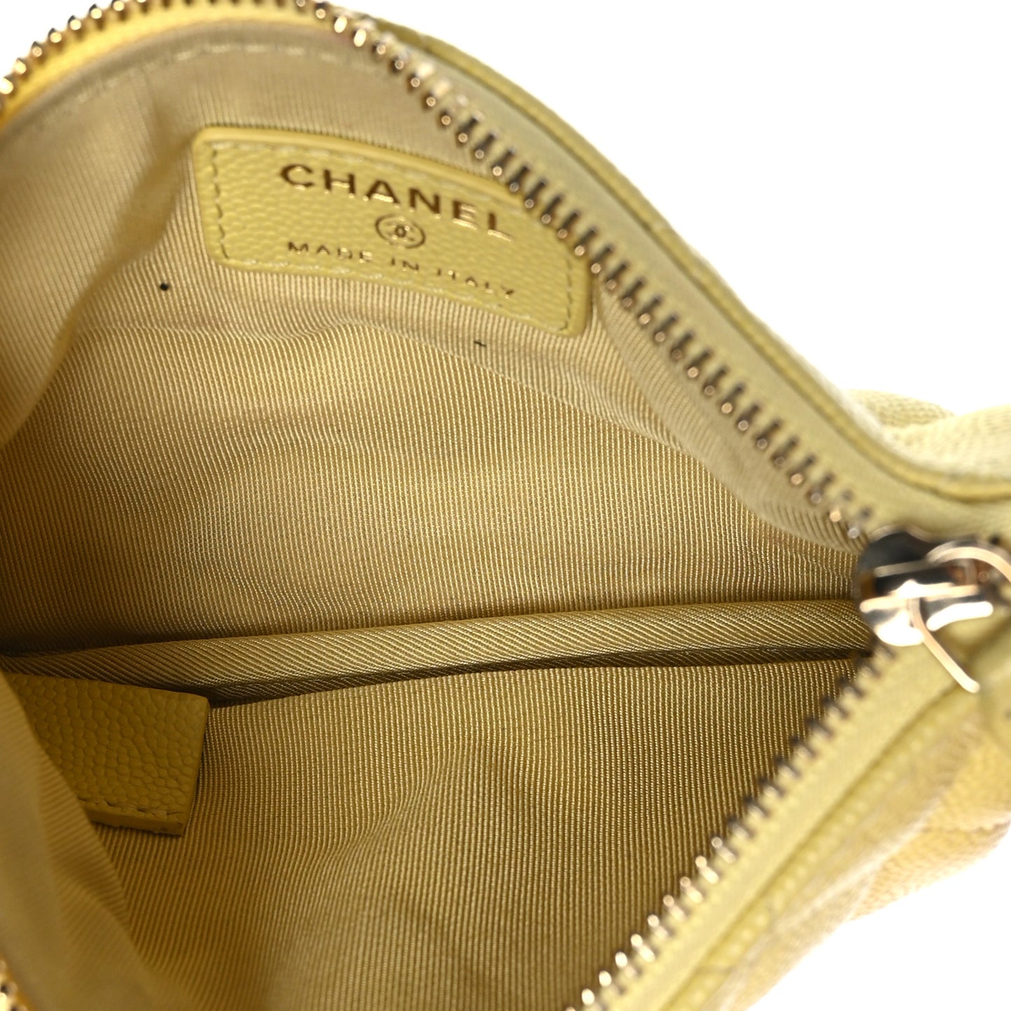 Caviar Quilted Small Pouch Light Yellow