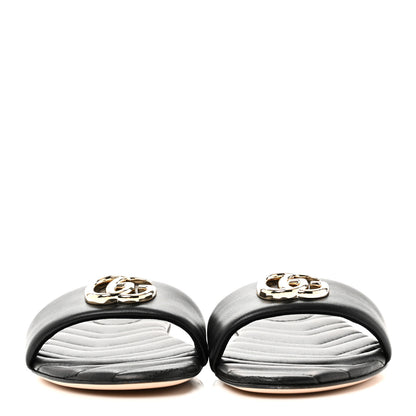 Gucci Nappa Matelasse GG Marmont Flat Slide Sandals 38.5 Black 3 of 10