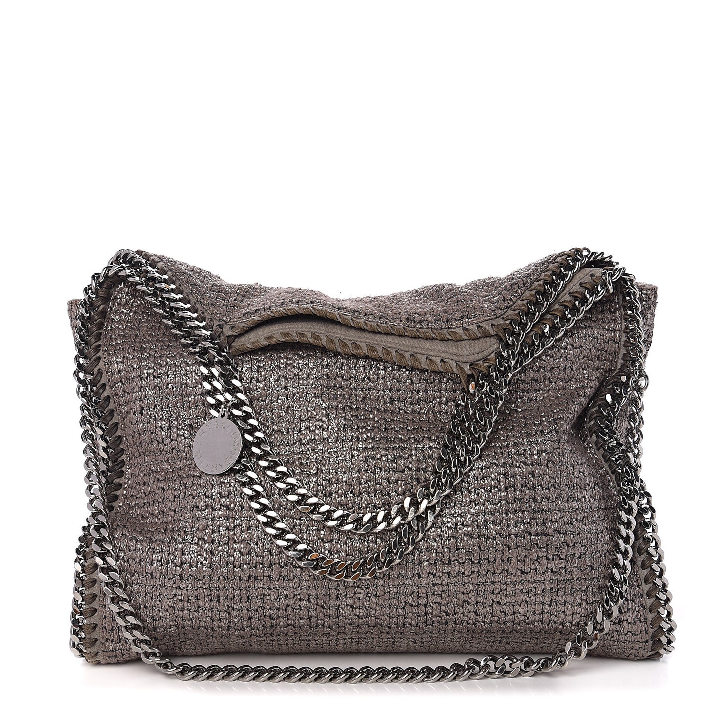 Metallic Tricot Falabella Fold Over Tote Grey