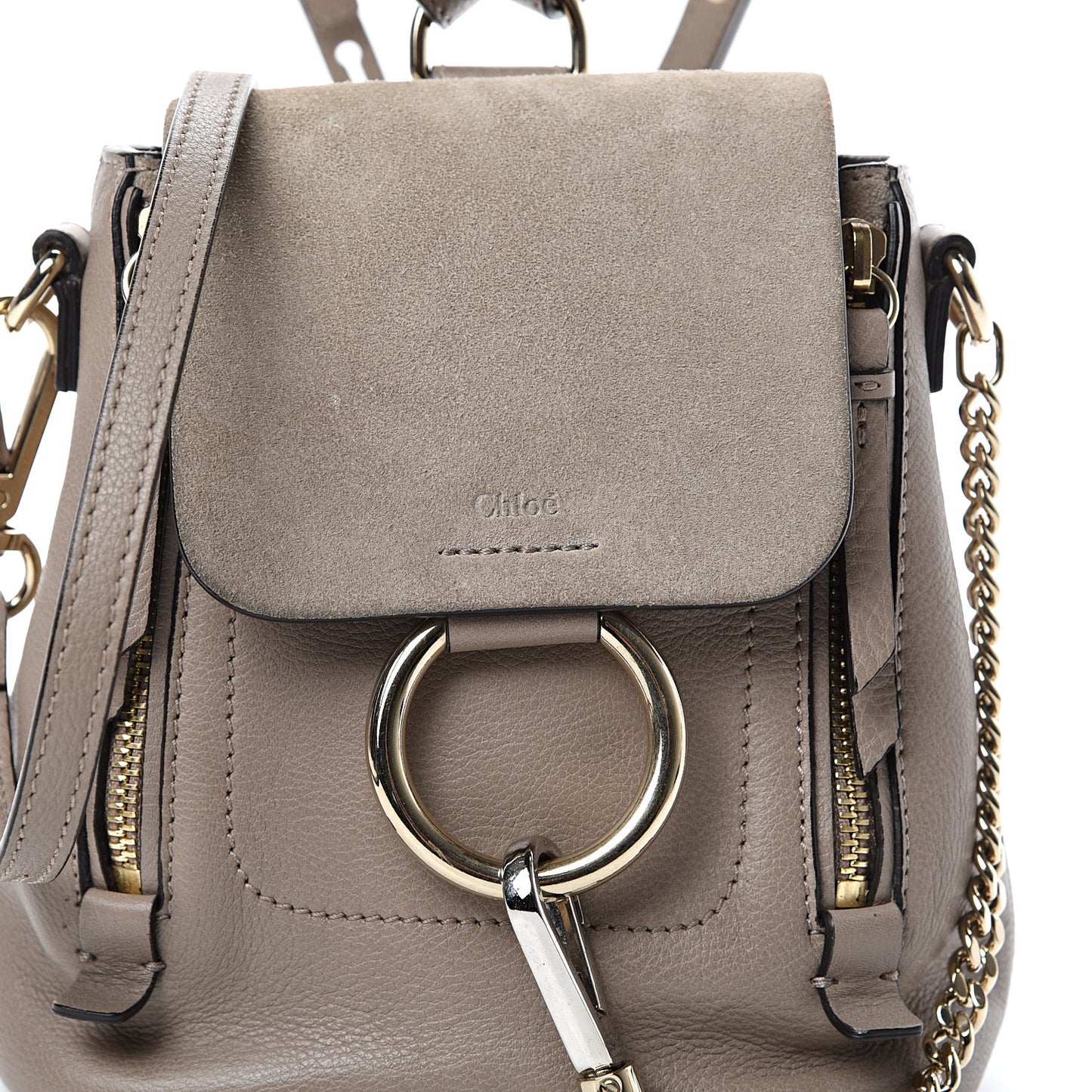 Suede Calfskin Mini Faye Backpack Motty Grey