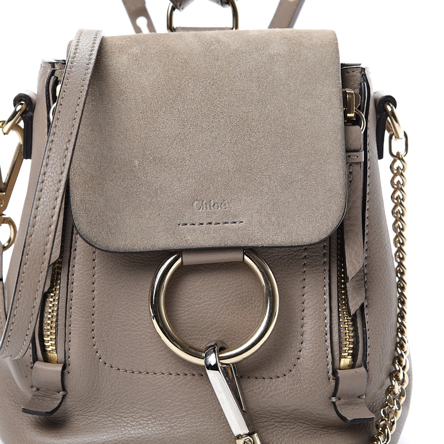 Chloe Suede Calfskin Mini Faye Backpack Motty Grey 7 of 10