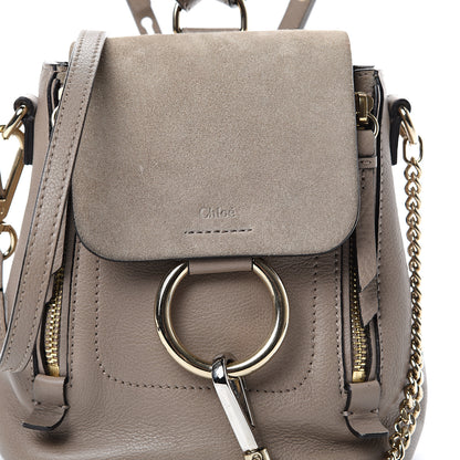 Chloe Suede Calfskin Mini Faye Backpack Motty Grey 7 of 10