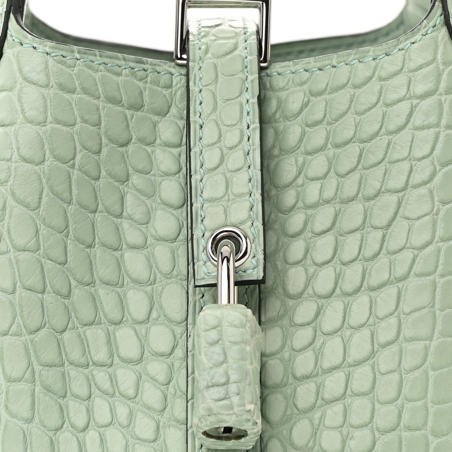 Hermes Matte Alligator Micro Picotin Lock Vert D' Eau 8 of 11